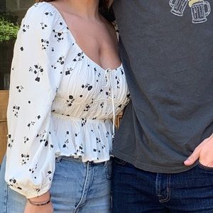 White Square Neck Blouse